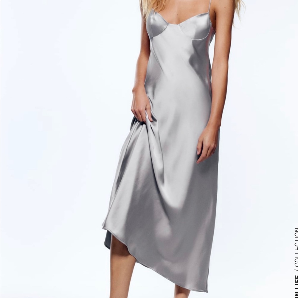 Zara satin effect dress